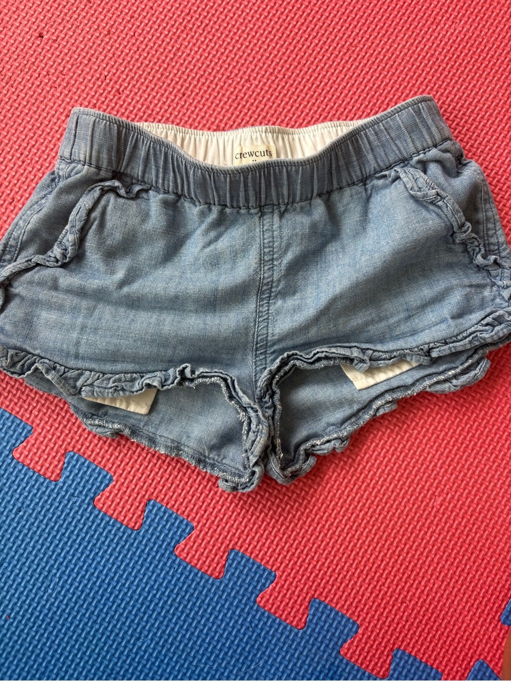 Crewcuts Light Blue Chambray Elastic-Waist Girls' Shorts